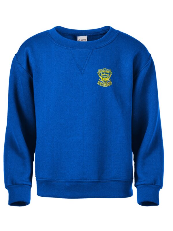 PE ROYAL BLUE SWEATSHIRT WITH St. Gregory The Great LEFT CHEST LOGO ...
