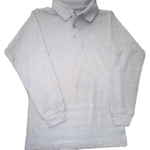 Grey Long Sleeve Polo w/ Holy Spirit STEM Academy logo