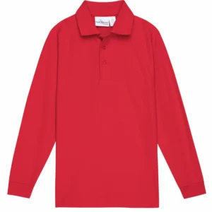Long Sleeve Red Polo w/ Corpus Christi School logo