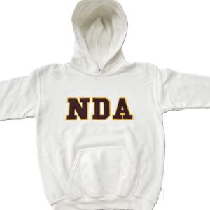 White Hoodie Sweatshirt w/NDA Tackle twill logo