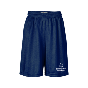 Navy Mesh P.e shorts w/NDA all girls middle school logo.