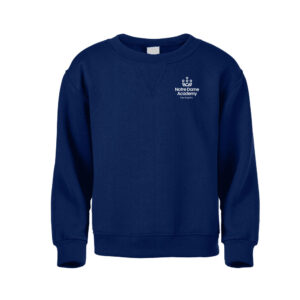 Navy P.e sweatshirt w/ NDA all girls middle school logo