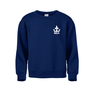 Navy P.e sweatshirt w/ NDA all girls middle school logo